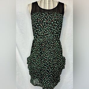 Kensie Black and Green Patterned Mini Dress
